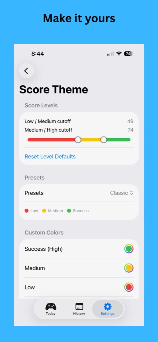 Score themes: make it yours